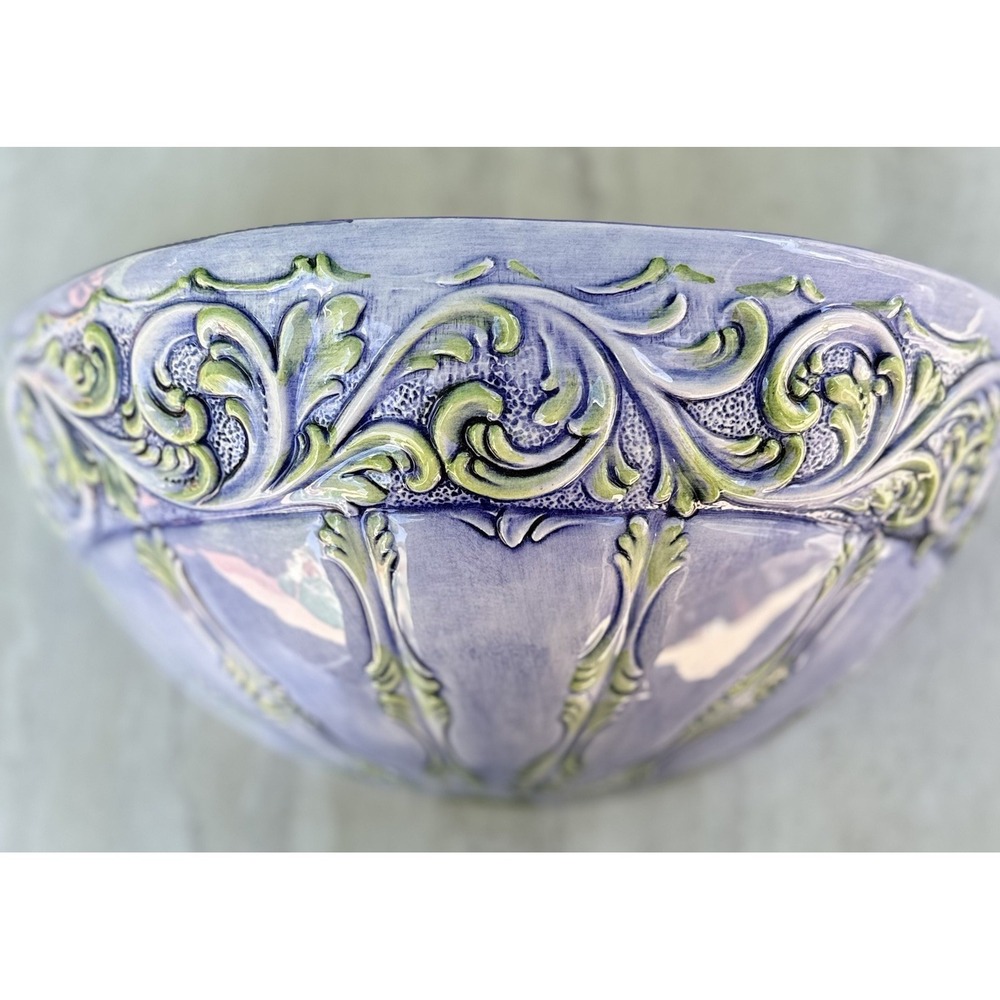 VTG Italian Ceramic Wall Pocket Planter Pottery Italy Majolica Style Scroll 7616